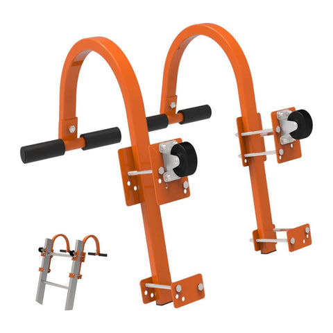 Stegstöd i orange stål med gummivalsar, 2-pack